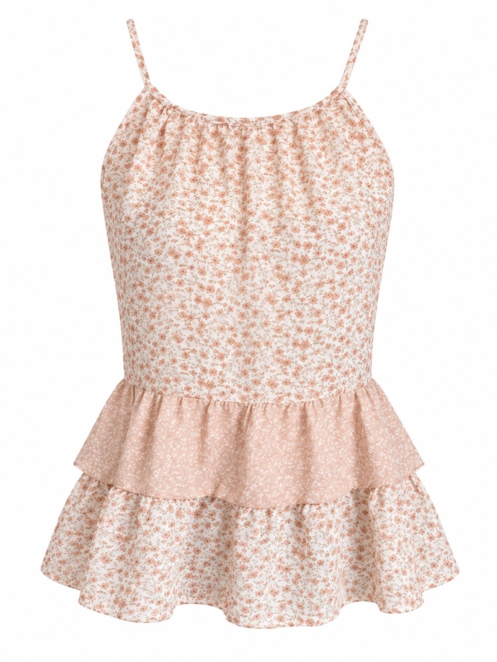 Paper Crane Women's Small Floral Print Sleeveless Ruffle Peplum Top